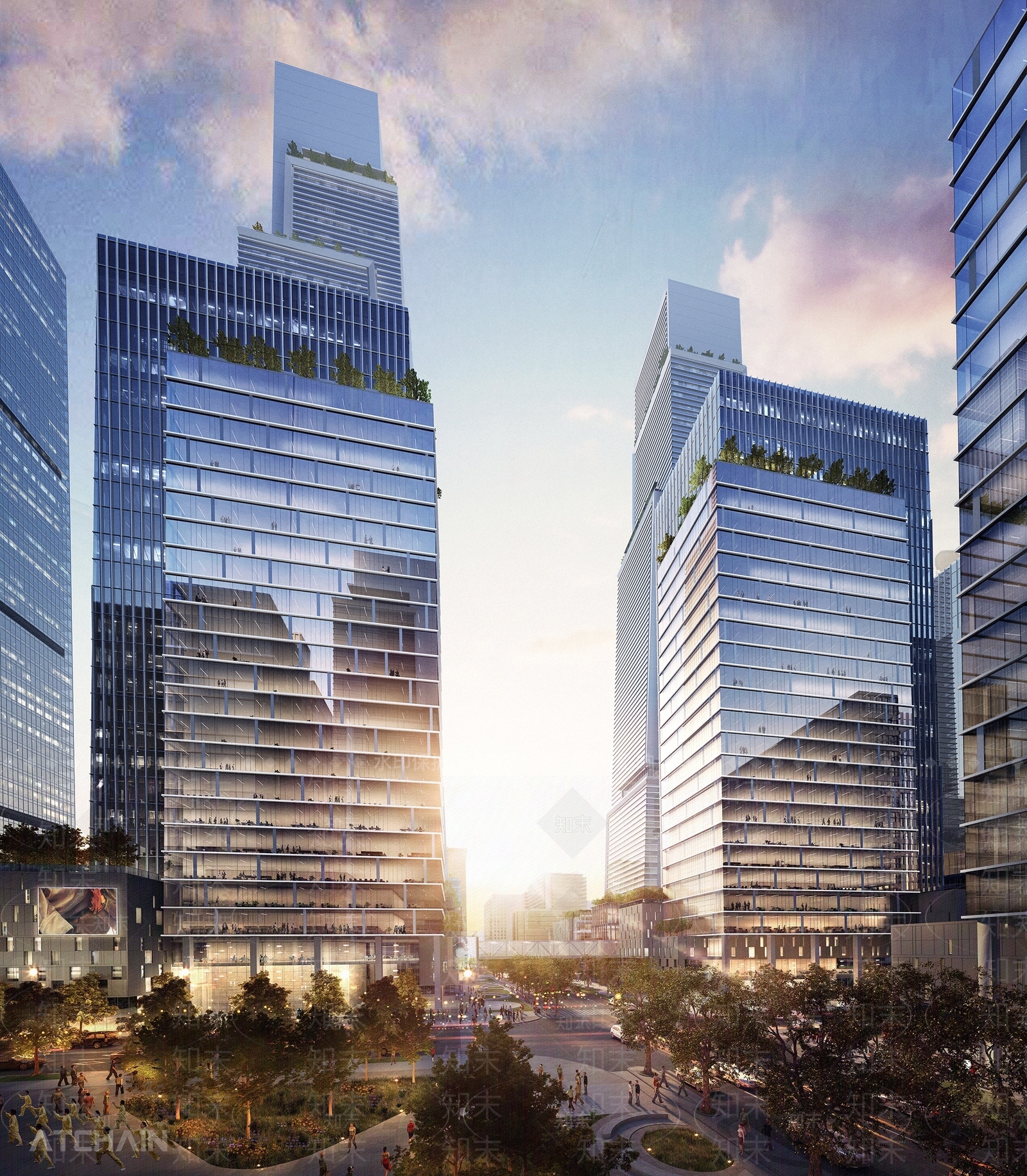 现代商业楼盘3D模型下载【ID:1101453021】