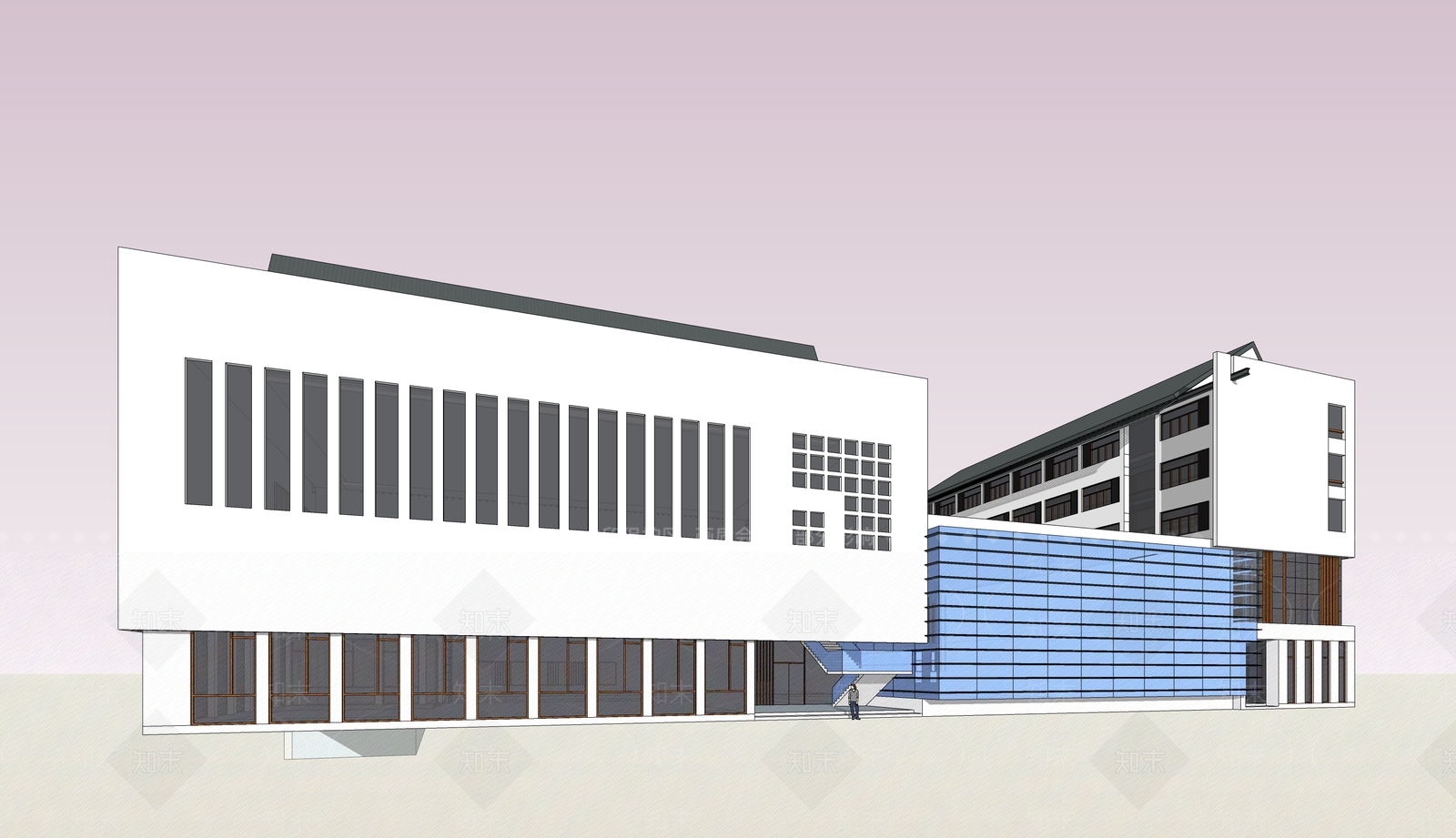 新中式体育建筑SU模型下载【ID:1101454770】