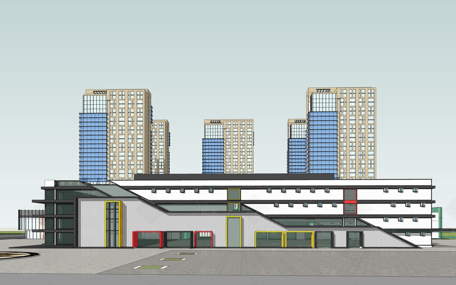 现代体育建筑SU模型下载【ID:1101454935】