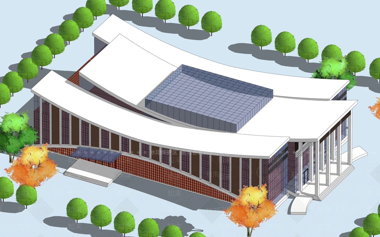 现代体育建筑SU模型下载【ID:1101455577】