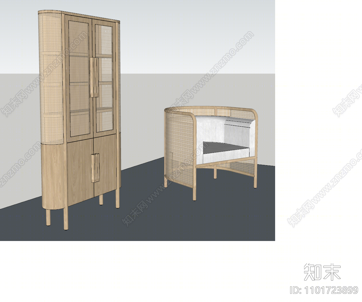 现代收纳柜SU模型下载【ID:1101723899】