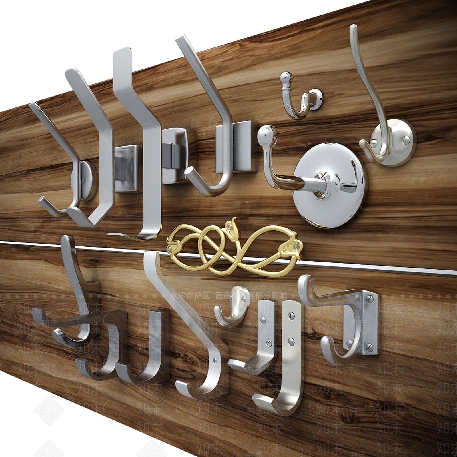 现代金属衣服挂钩3D模型下载【ID:1101457424】