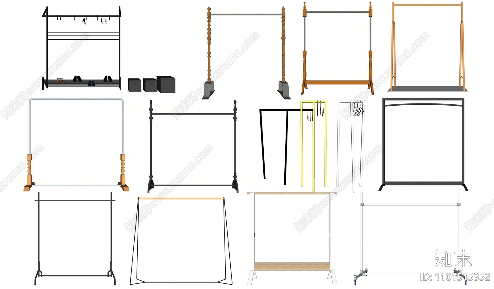 现代落地挂衣架SU模型下载【ID:1101515352】