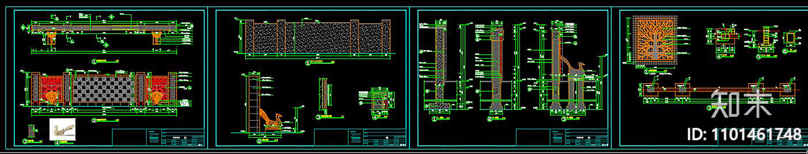 雕塑浮雕景墙详图CAD施工图下载【ID:1101461748】