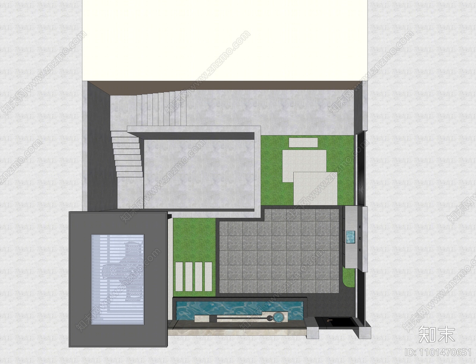 现代庭院花园SU模型下载【ID:1101470651】