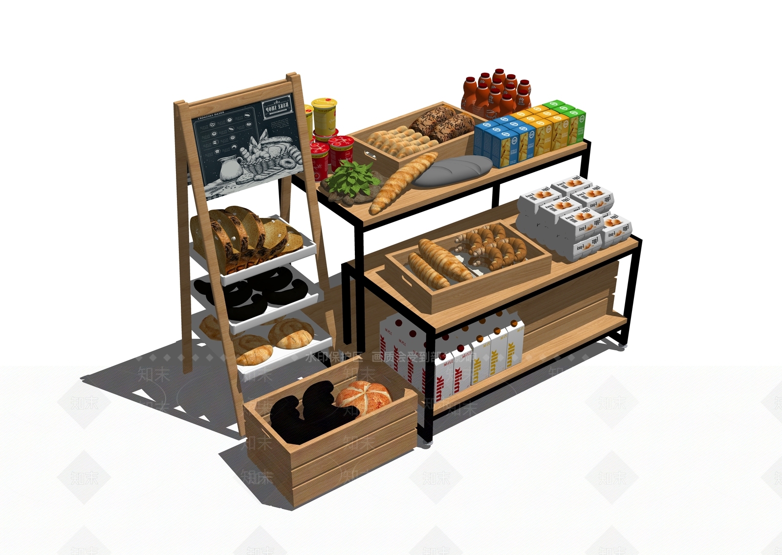 现代面包展示架SU模型下载【ID:1101478409】