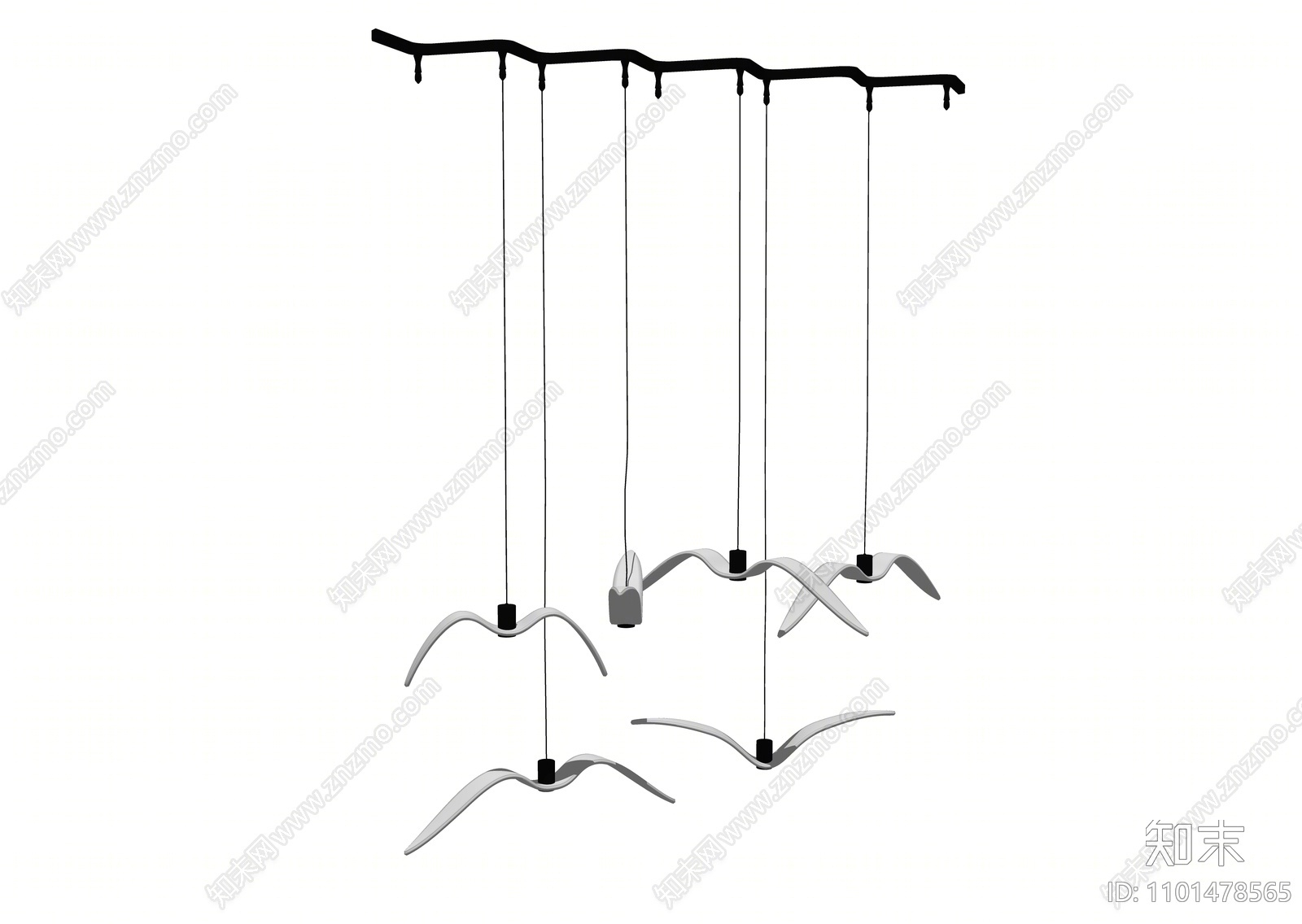 现代飞鸟吊灯SU模型下载【ID:1101478565】