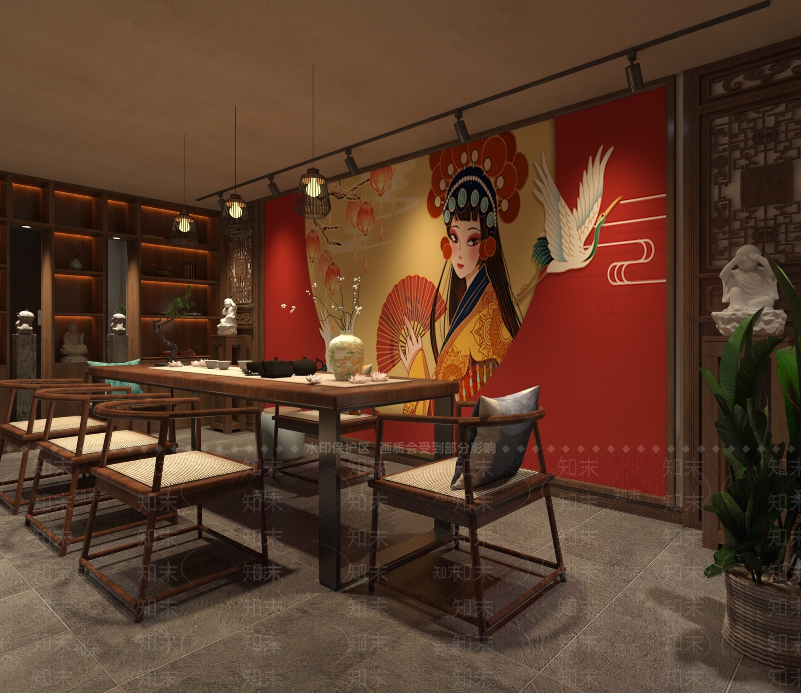 中式混搭茶馆3D模型下载【ID:1101485766】