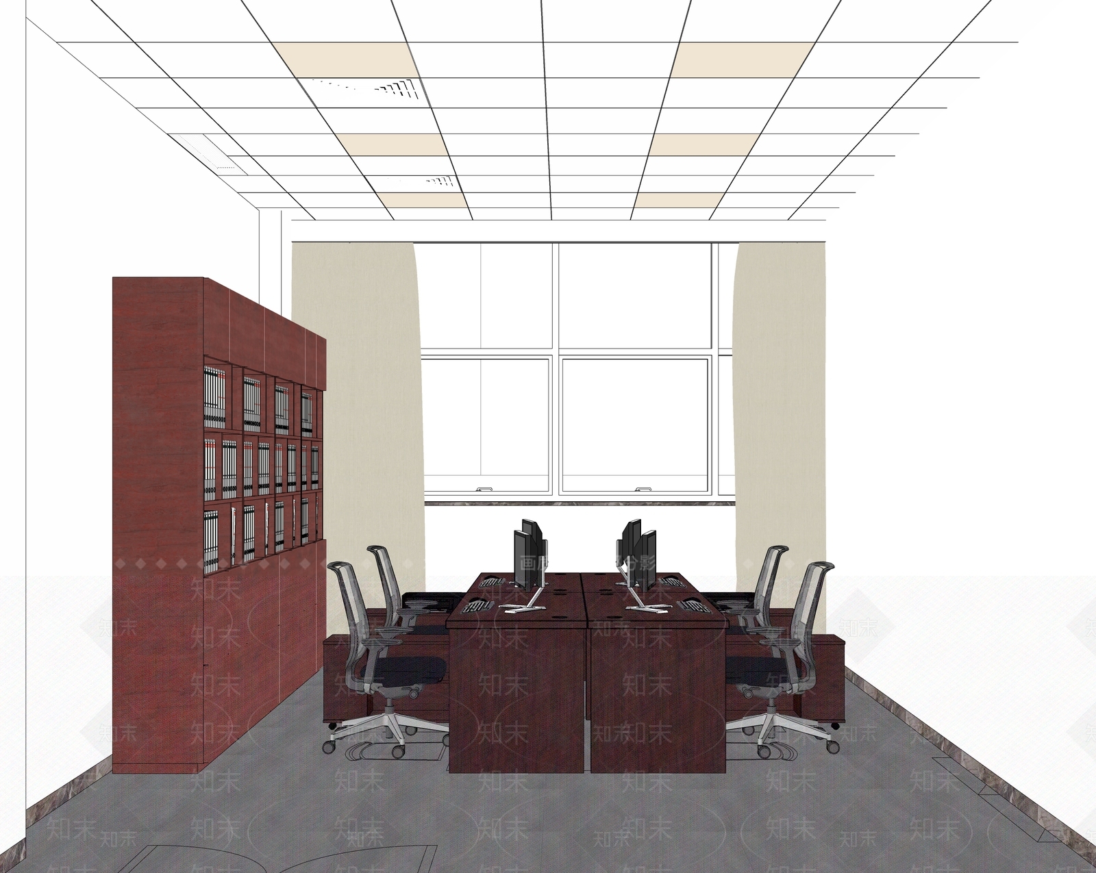 现代政府人员办公室SU模型下载【ID:1101490280】