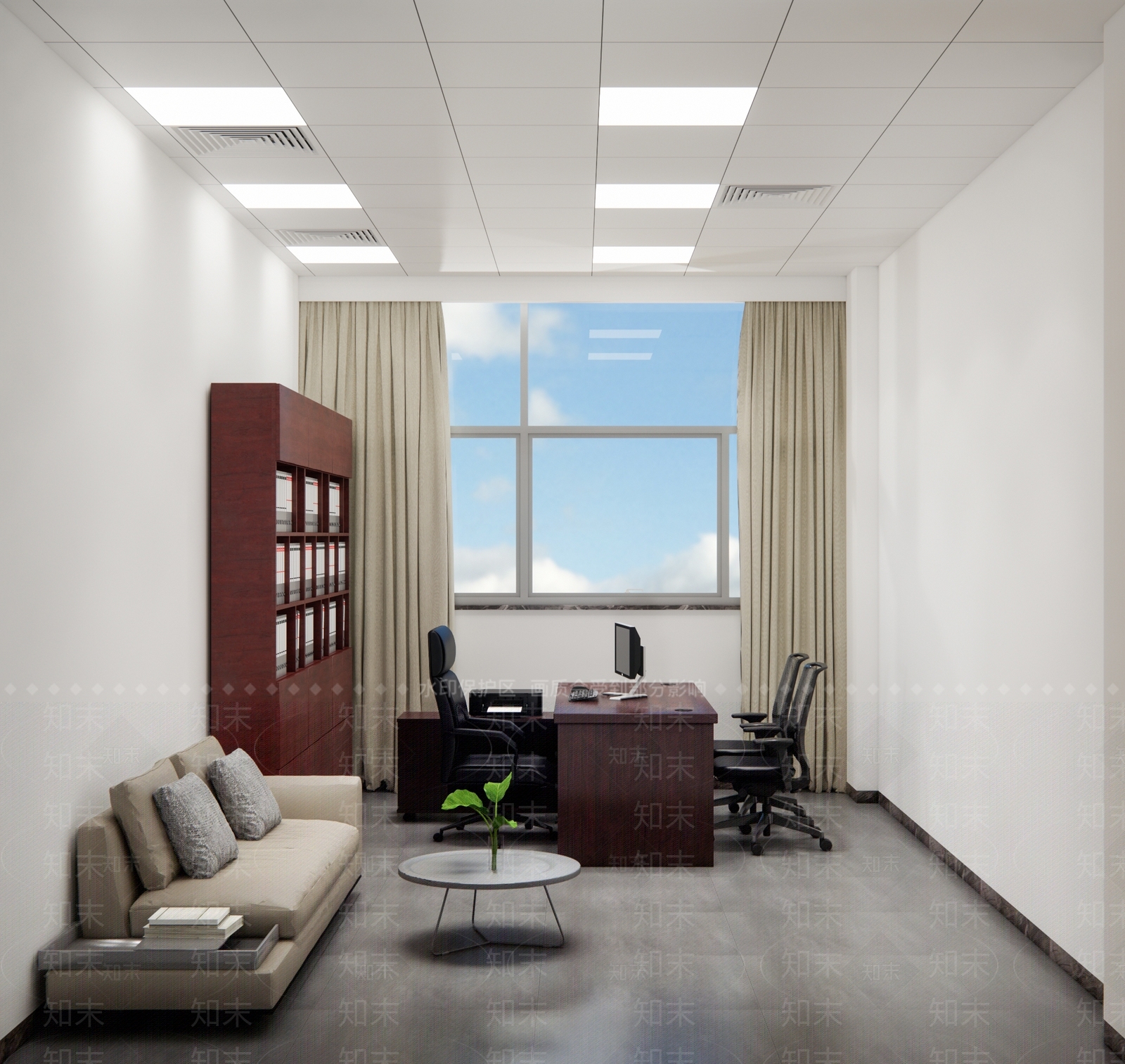 现代政府人员办公室SU模型下载【ID:1101490390】
