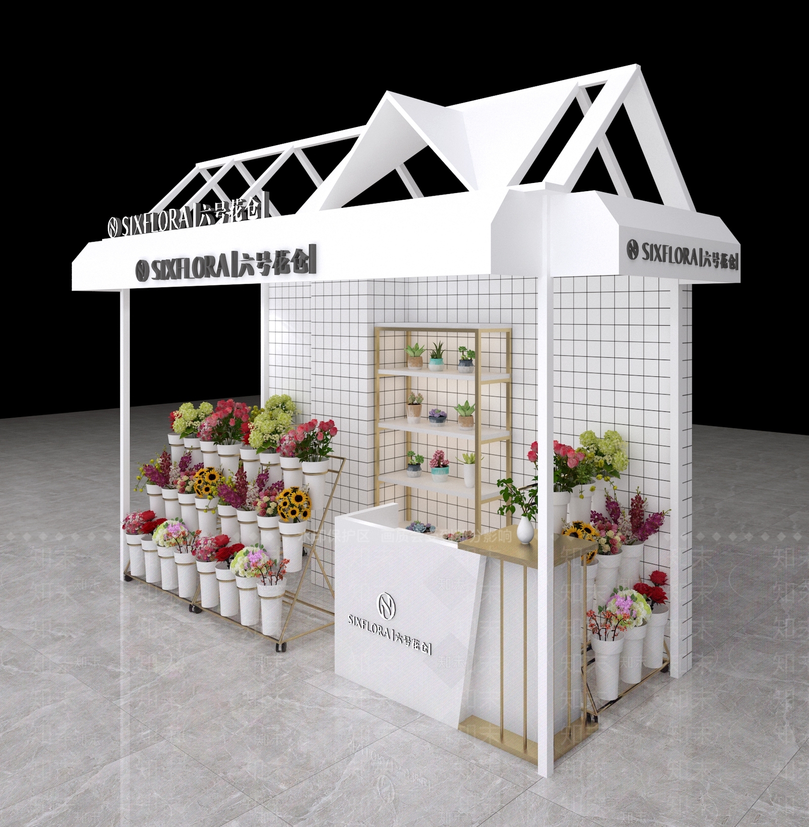 现代花店3D模型下载【ID:1101499838】