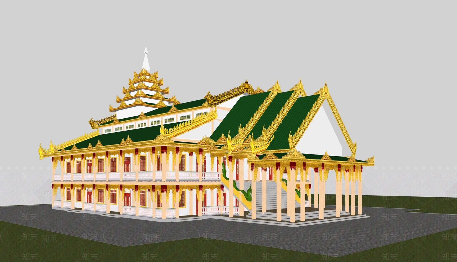 东南亚寺庙建筑SU模型下载【ID:1101499996】