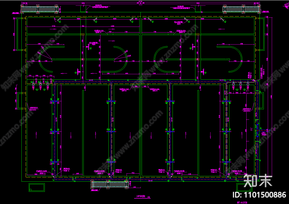 AAO生化池平面剖面三视图cad施工图下载【ID:1101500886】