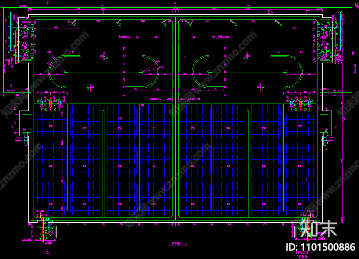 AAO生化池平面剖面三视图cad施工图下载【ID:1101500886】