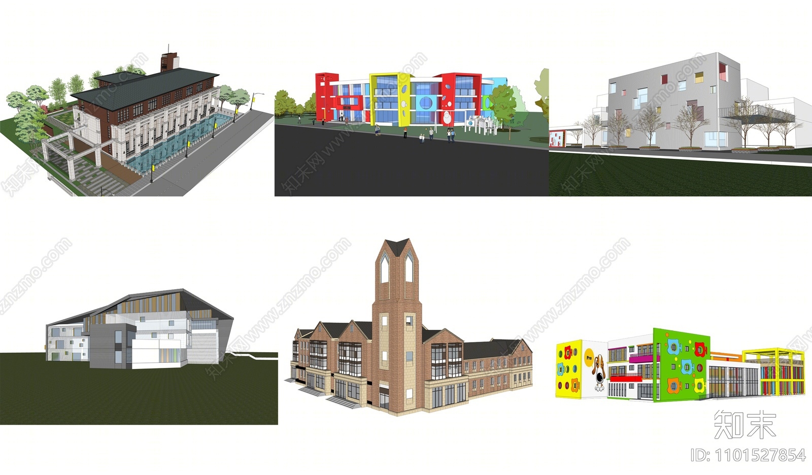 现代简欧幼儿园SU模型下载【ID:1101527854】