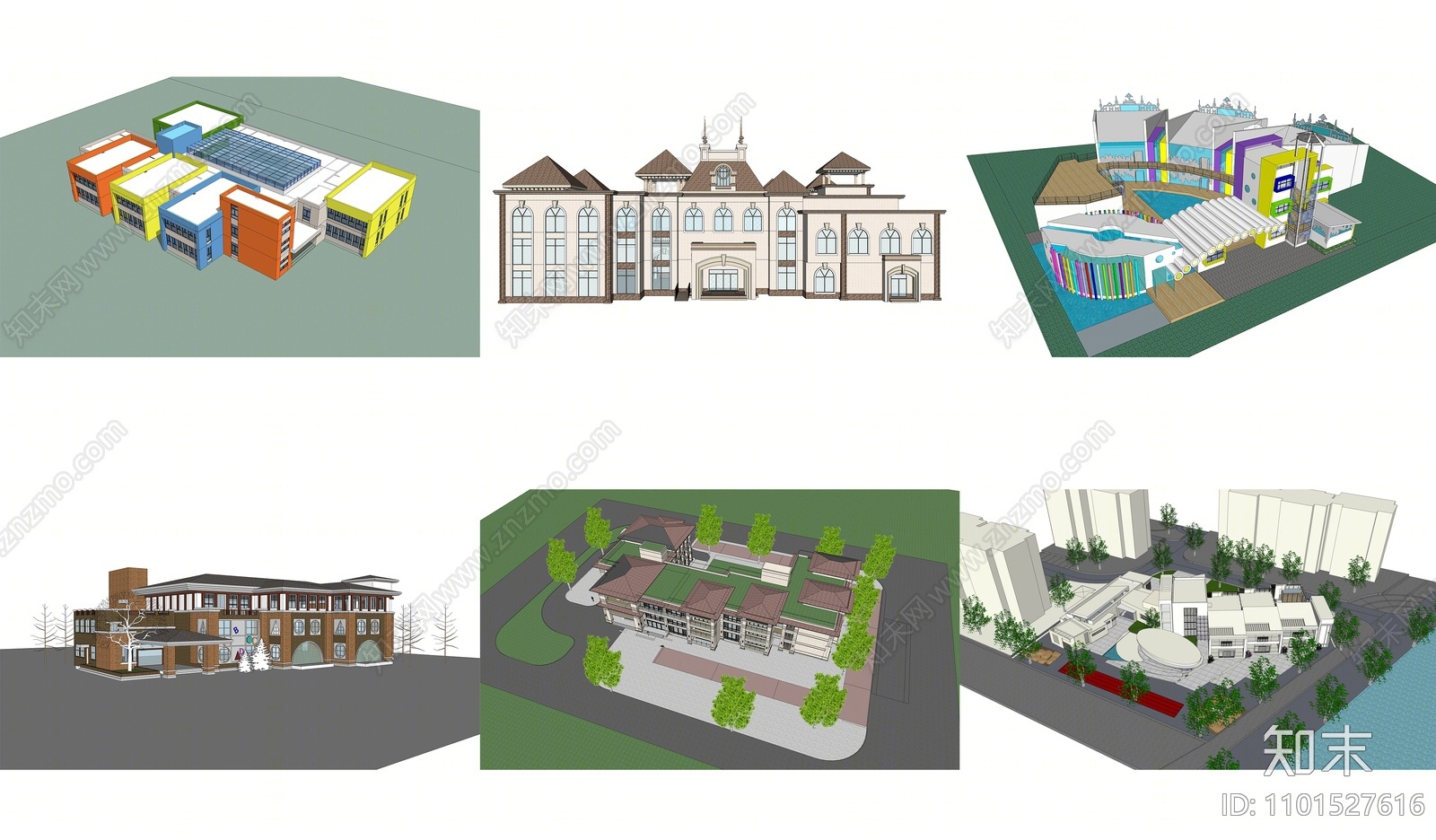 现代简欧幼儿园SU模型下载【ID:1101527616】