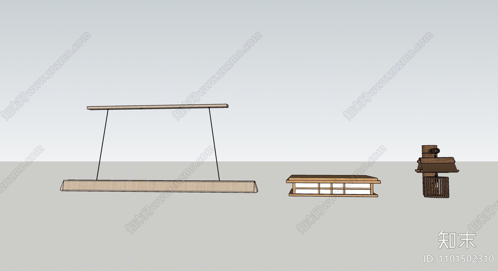 日式灯具组合SU模型下载【ID:1101502310】