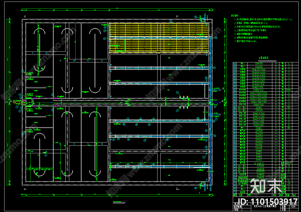 改良AAO生物池平面剖面图cad施工图下载【ID:1101503917】