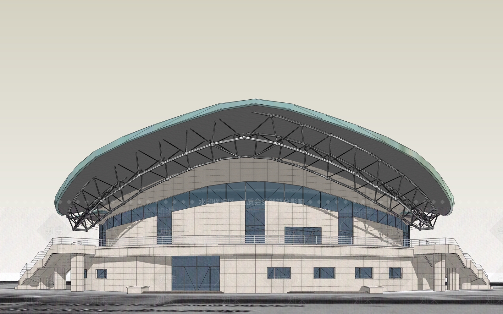 现代体育建筑SU模型下载【ID:1101510204】