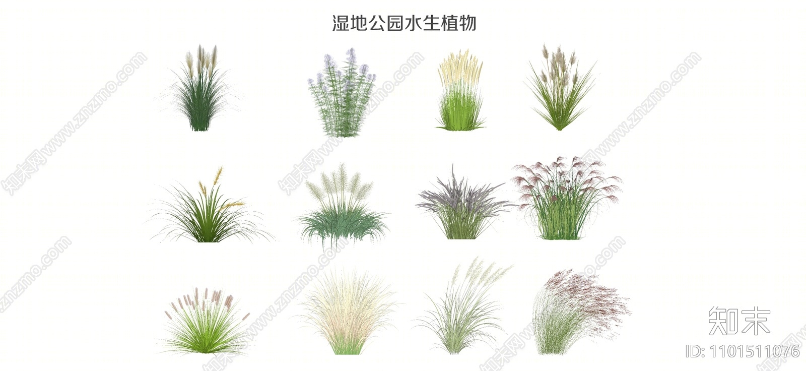 现代湿地公园水生植物SU模型下载【ID:1101511076】