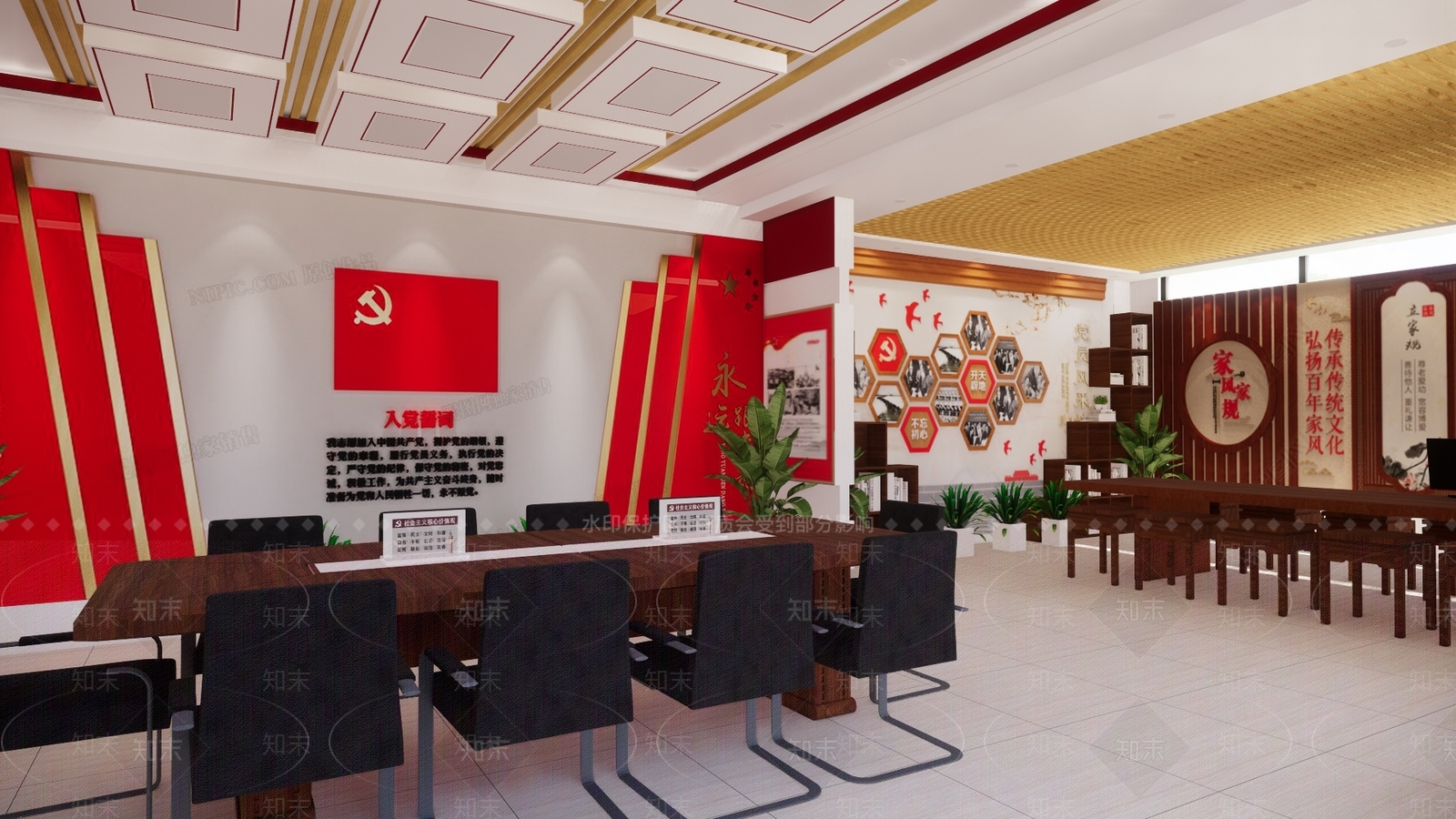 现代红色文化展厅SU模型下载【ID:1101513501】