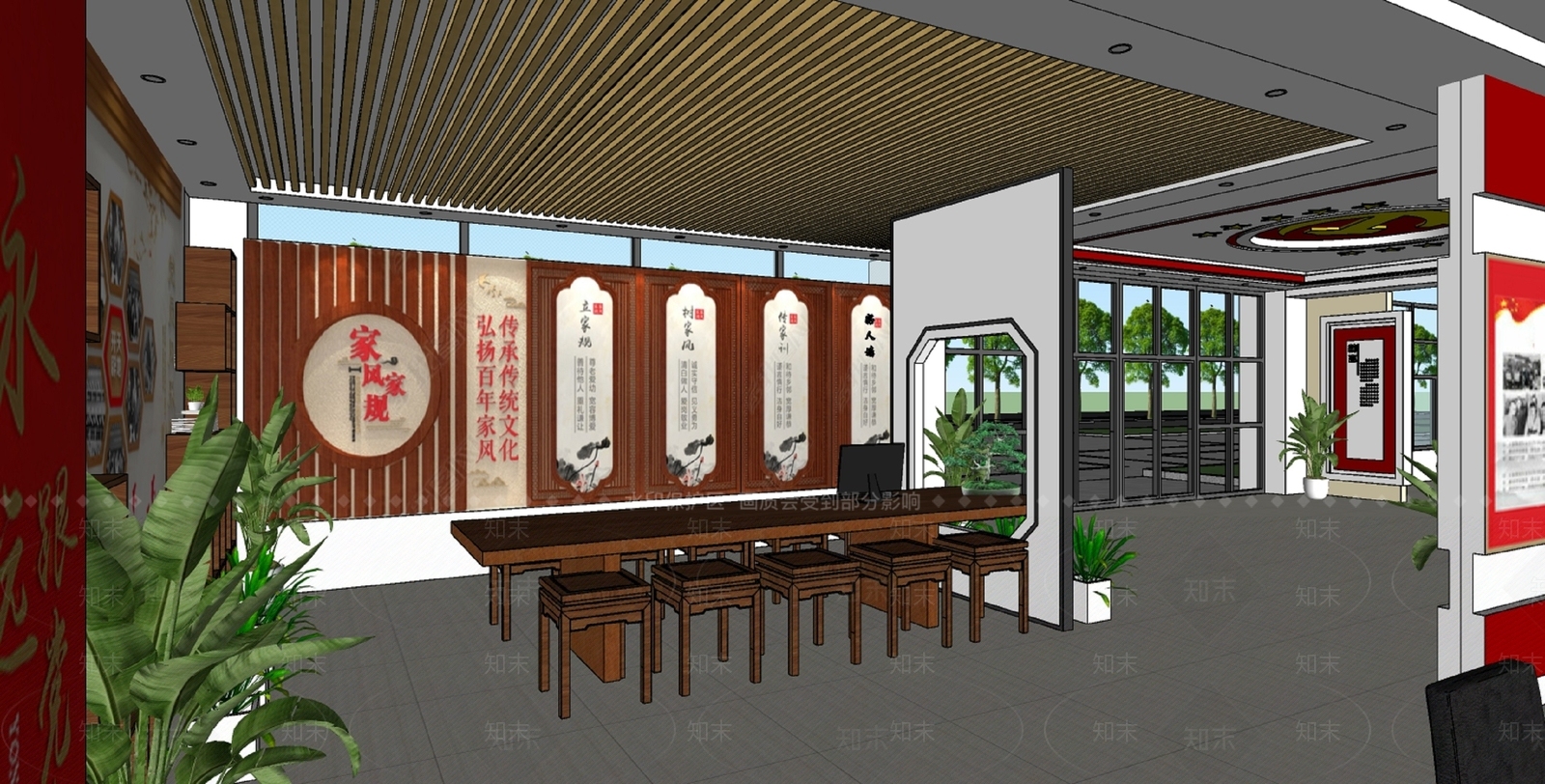 现代红色文化展厅SU模型下载【ID:1101513501】