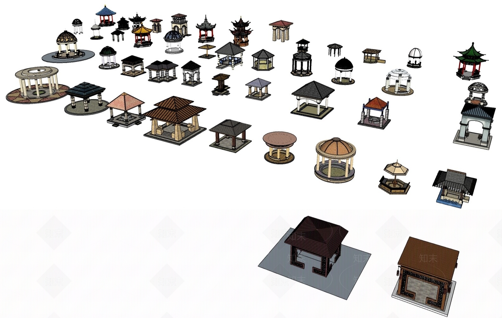 古典凉亭SU模型下载【ID:1101515823】