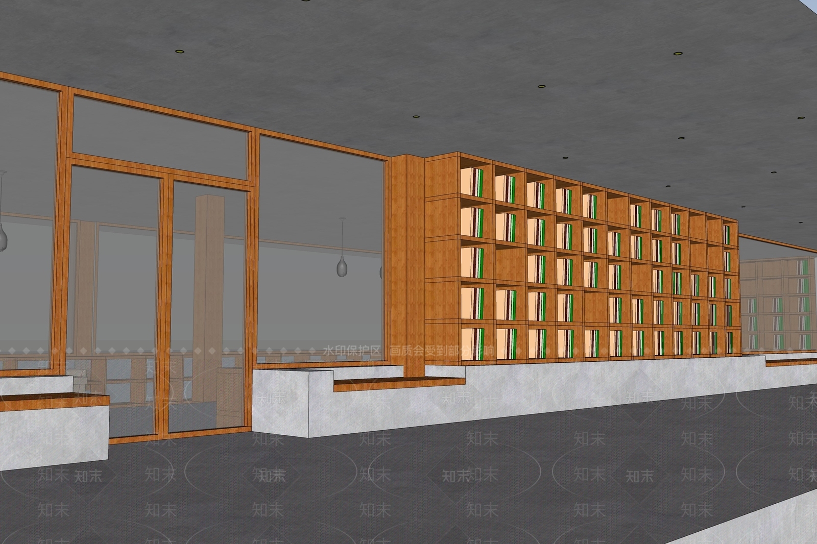 现代图书馆建筑SU模型下载【ID:1101526608】