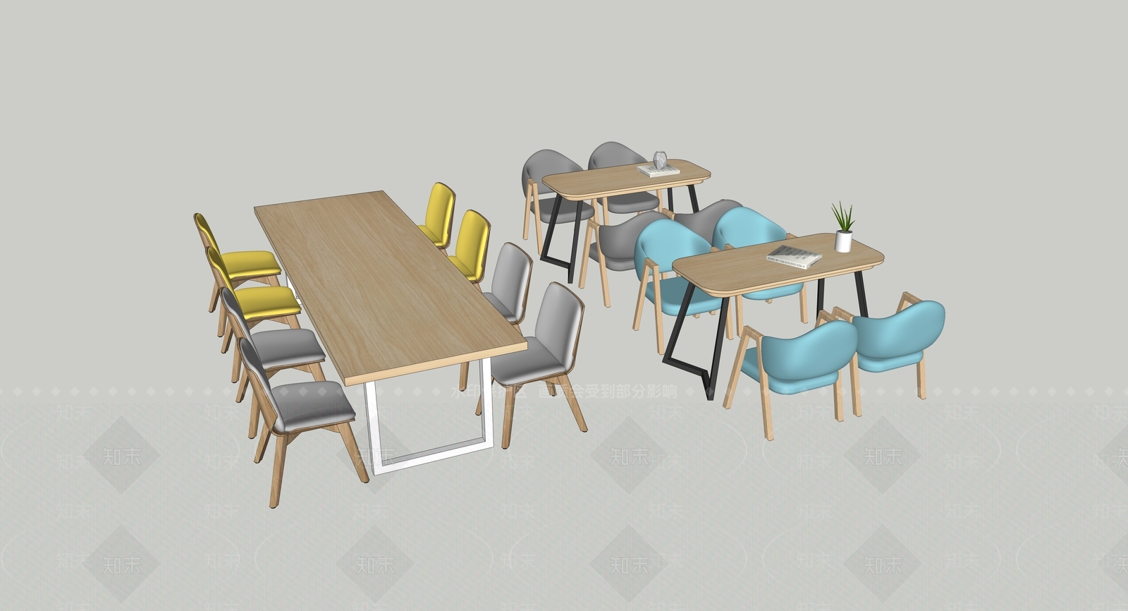 北欧会议桌SU模型下载【ID:1101533358】