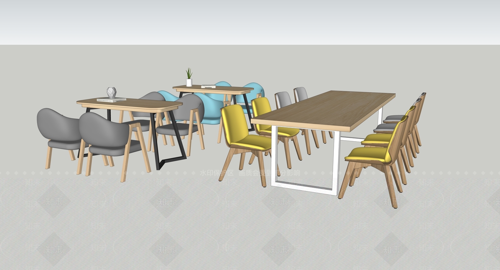 北欧会议桌SU模型下载【ID:1101533358】