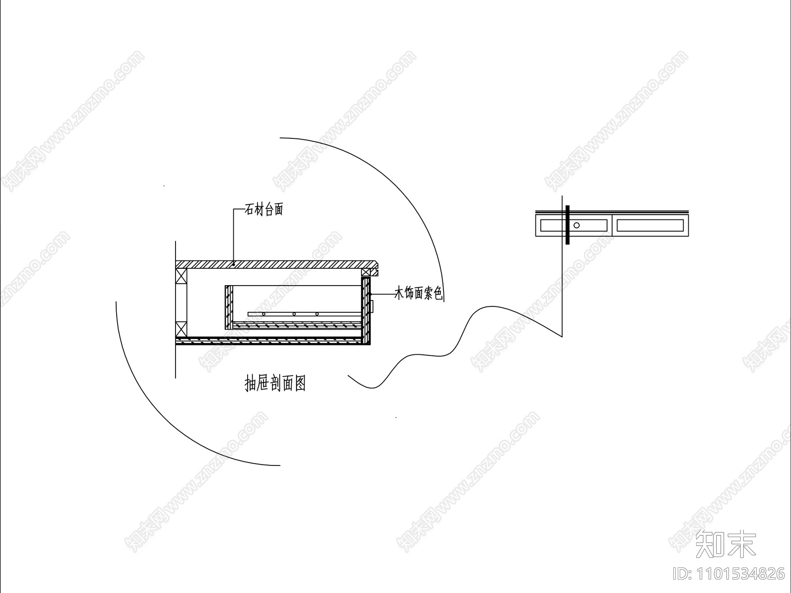 石材台面抽屉做法大样施工图下载【ID:1101534826】