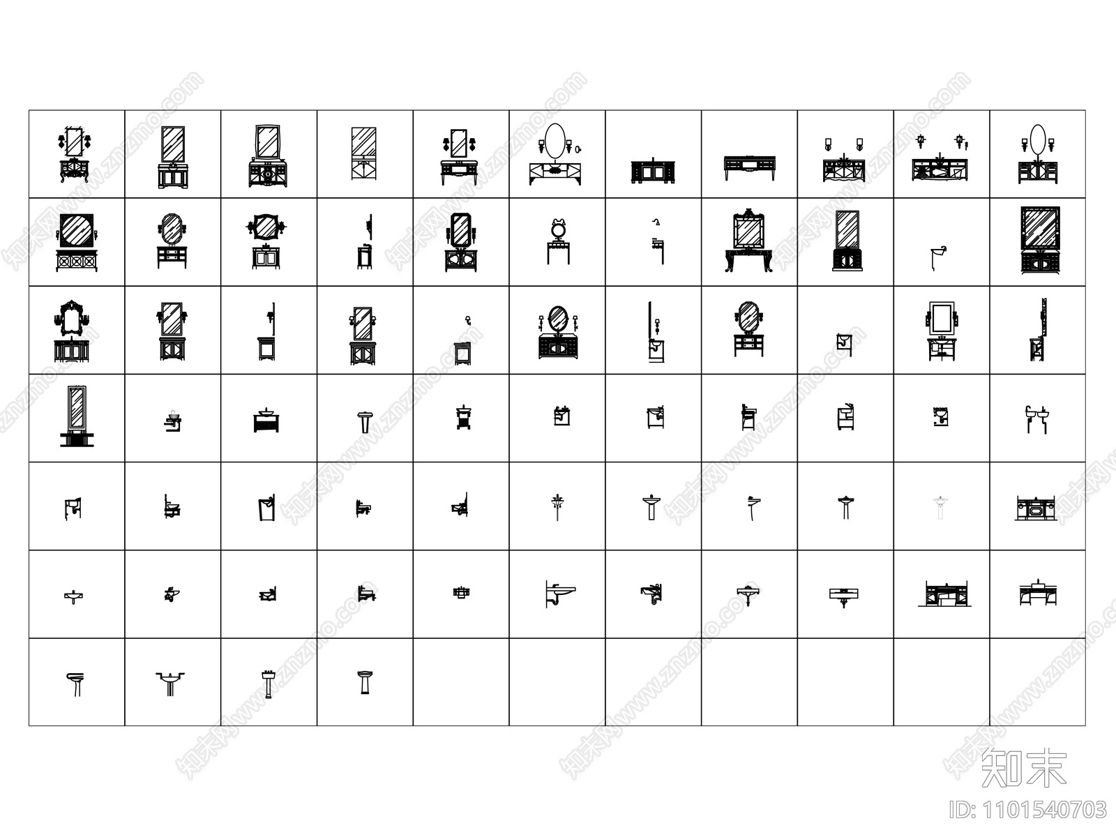 浴室柜台盆施工图下载【ID:1101540703】