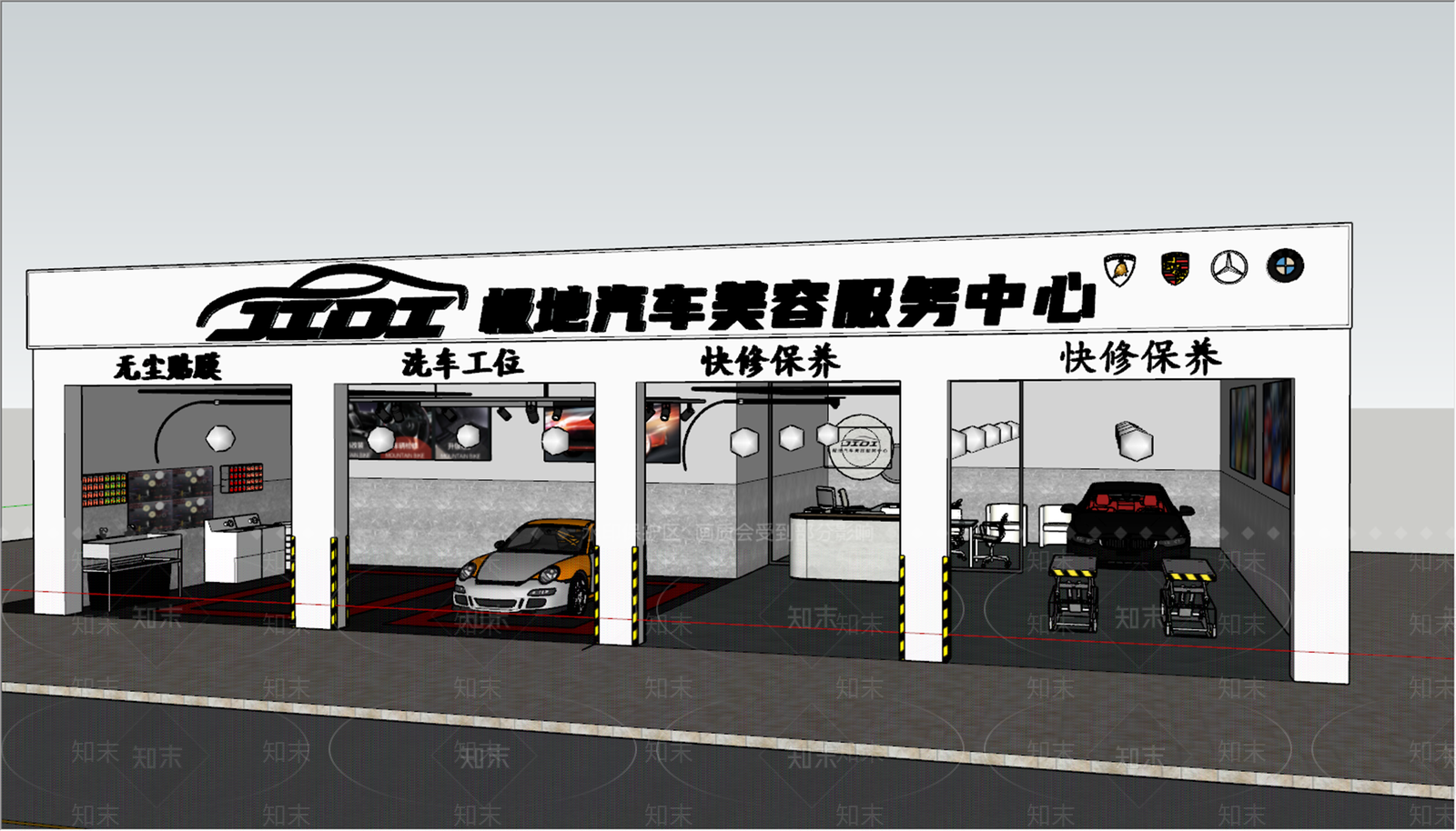 现代汽车4S店SU模型下载【ID:1101540901】
