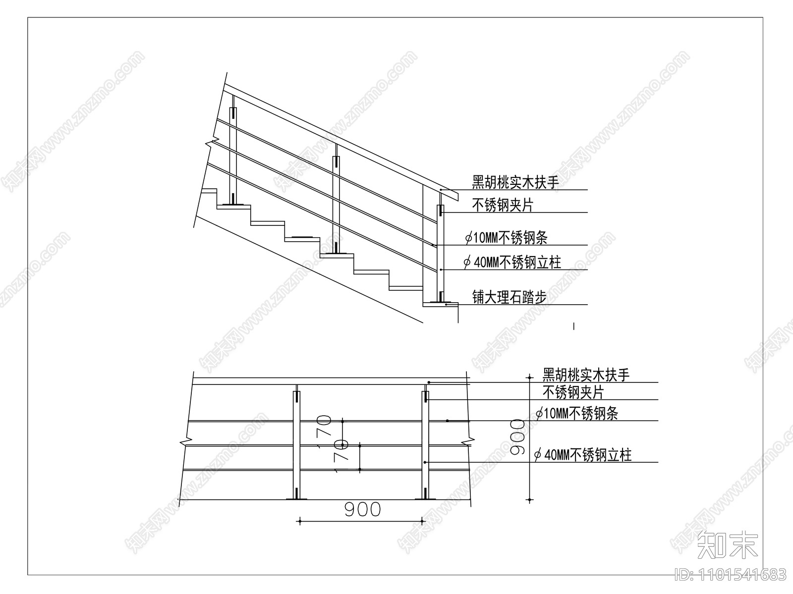 不锈钢栏杆做法大样施工图下载【ID:1101541683】