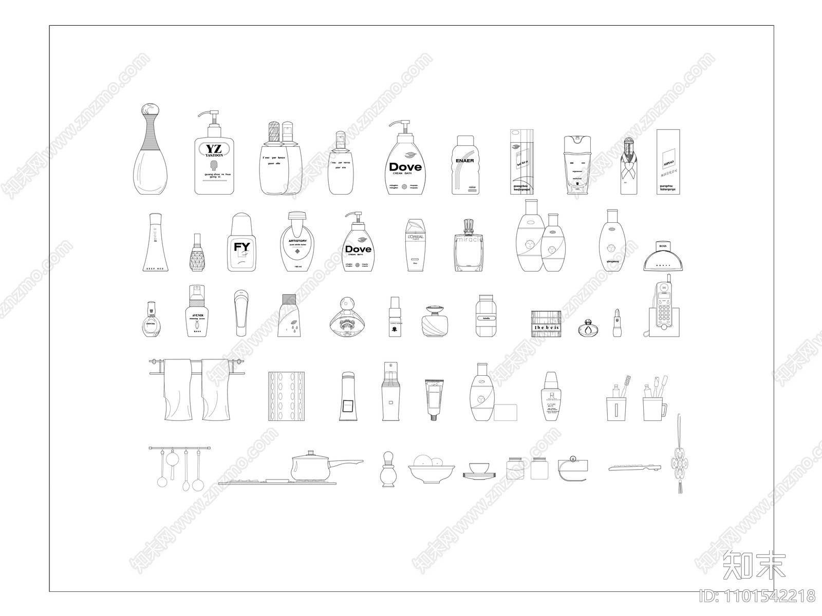 化妆品洗漱用品施工图下载【ID:1101542218】