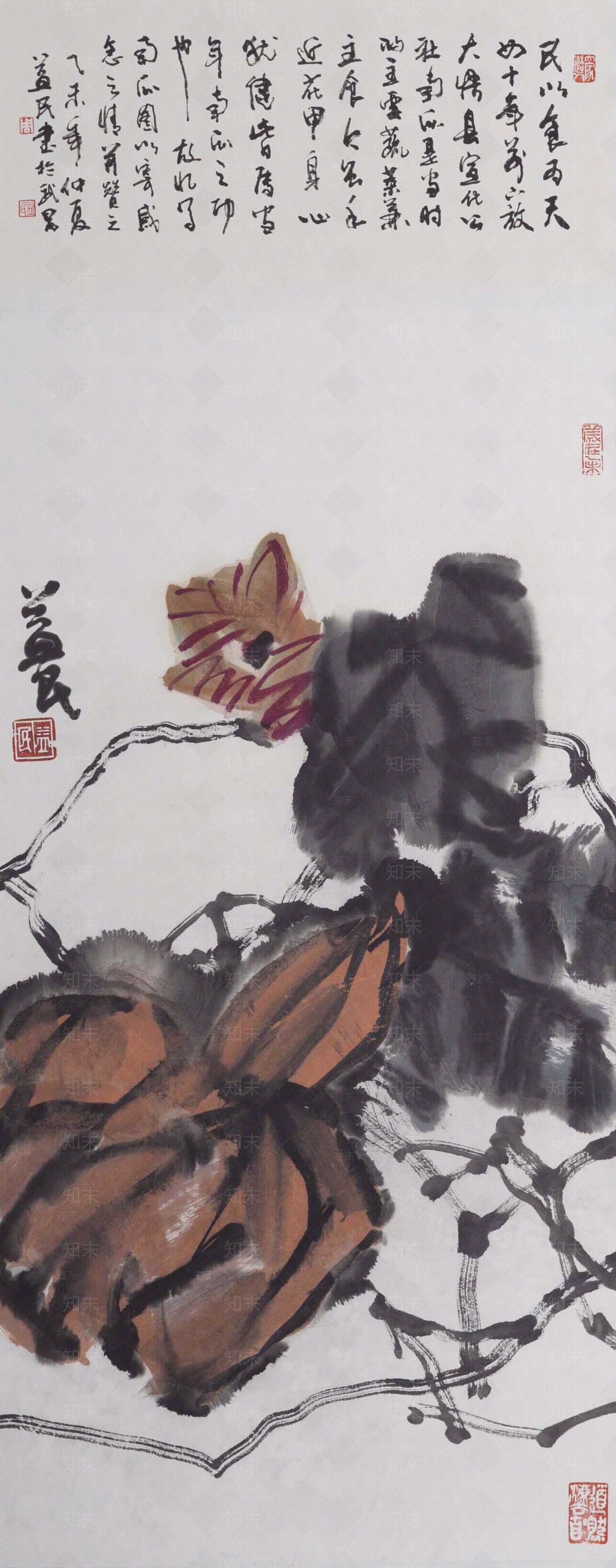 arton现代新中式乡村田园农家蔬菜水墨写意抽象画贴图下载【ID:1101545247】