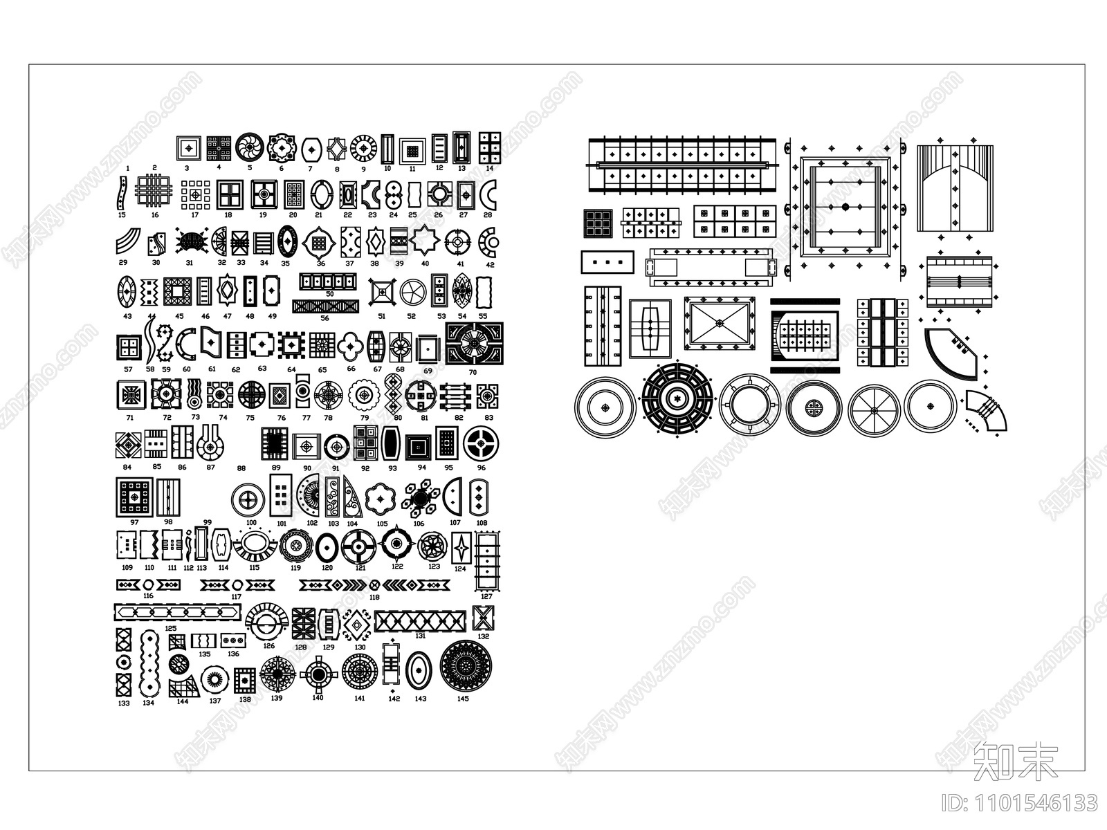 常用吊顶造型施工图下载【ID:1101546133】
