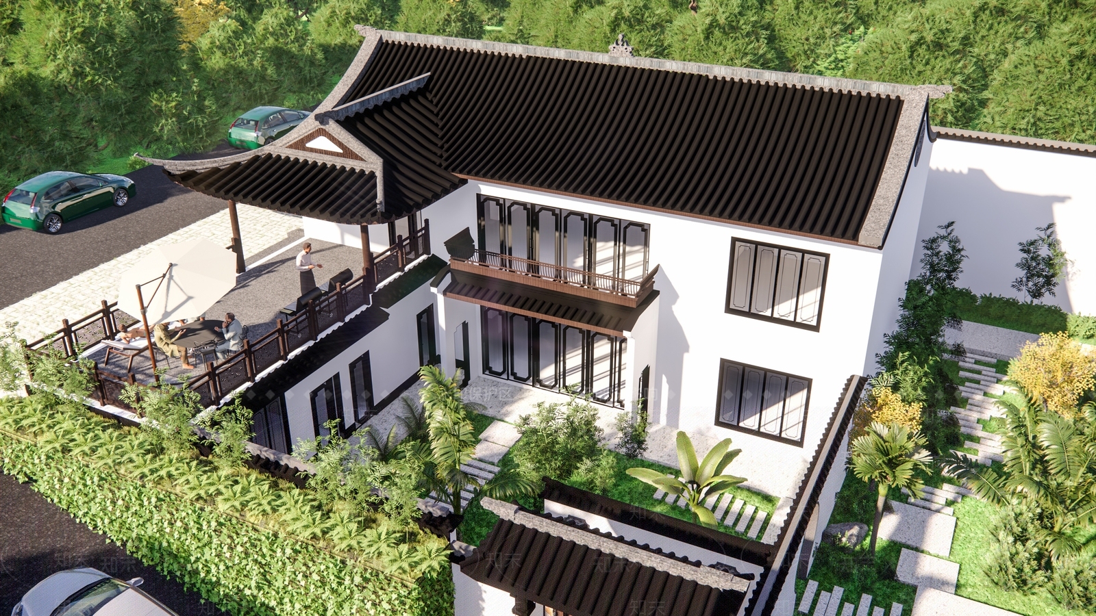 新中式四合院SU模型下载【ID:1104165733】