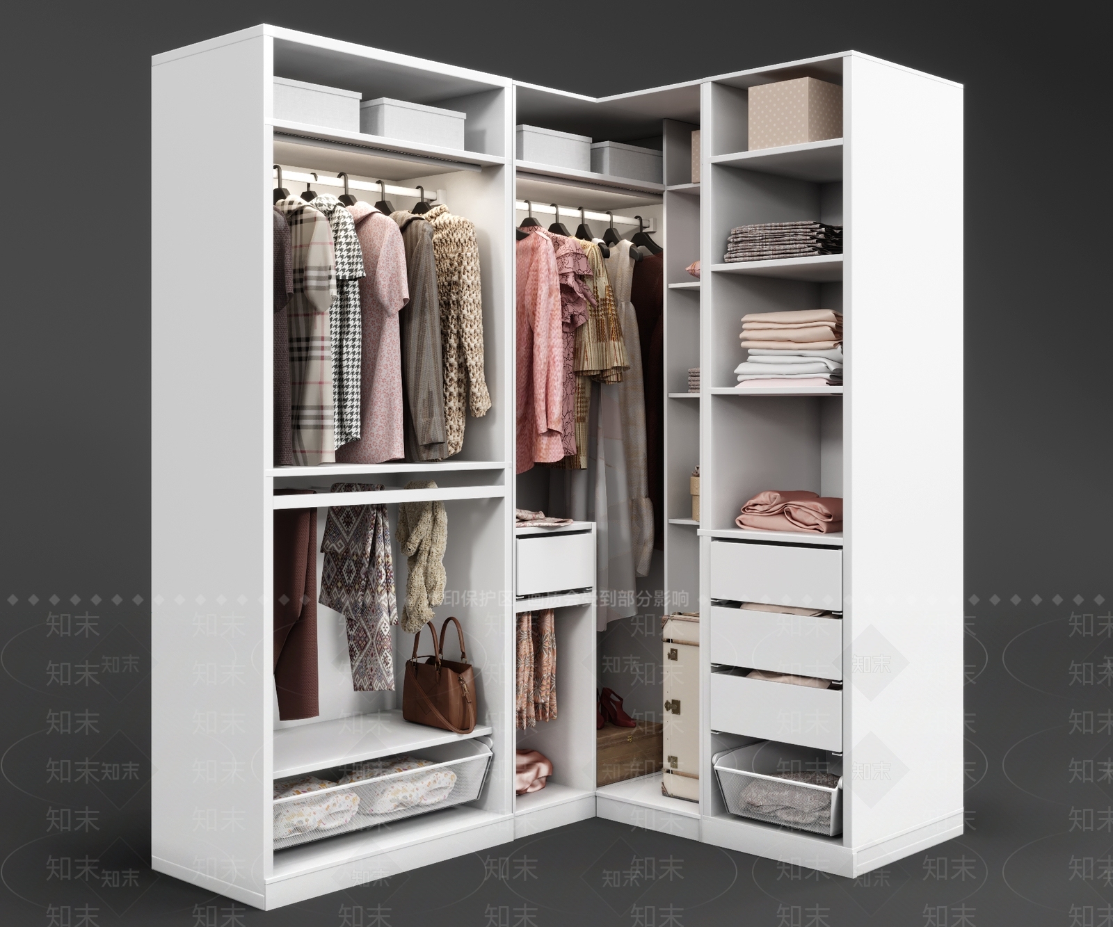 现代转角衣柜3D模型下载【ID:1101547557】