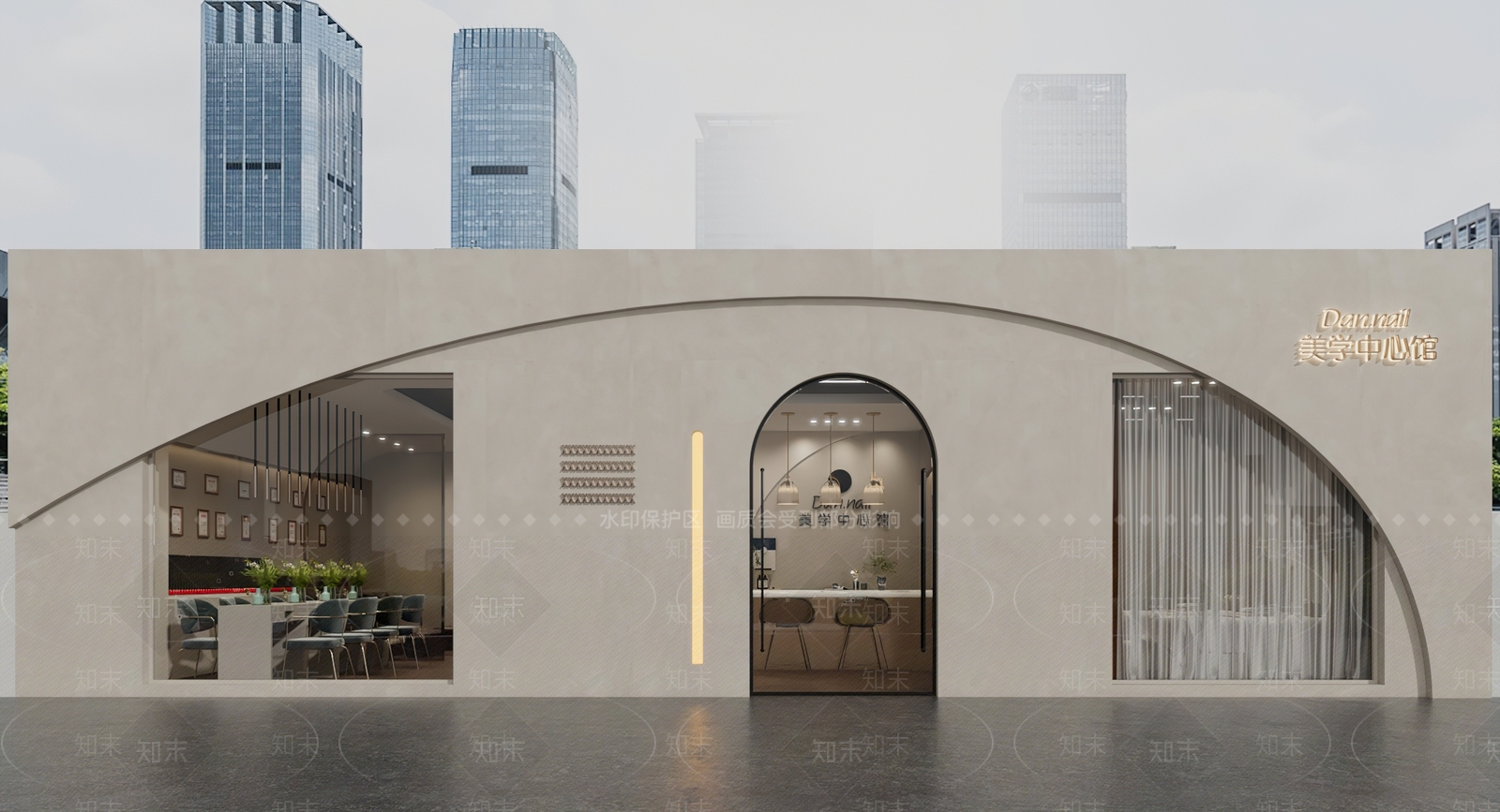 现代美容美甲美发门头门面3D模型下载【ID:1101551827】