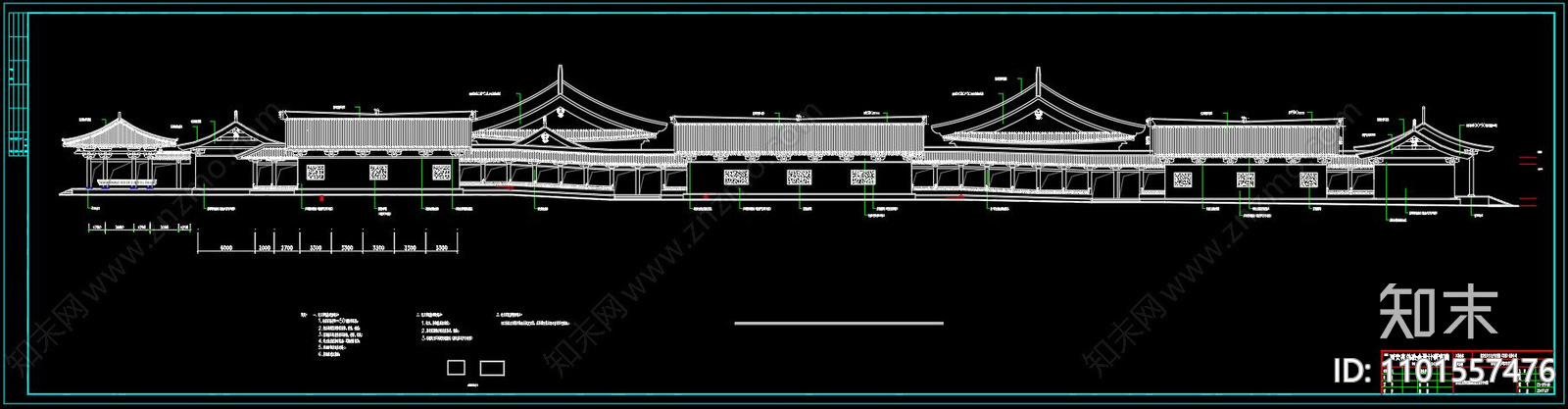 中式西安雁塔B标段仿唐建筑改建cad施工图下载【ID:1101557476】