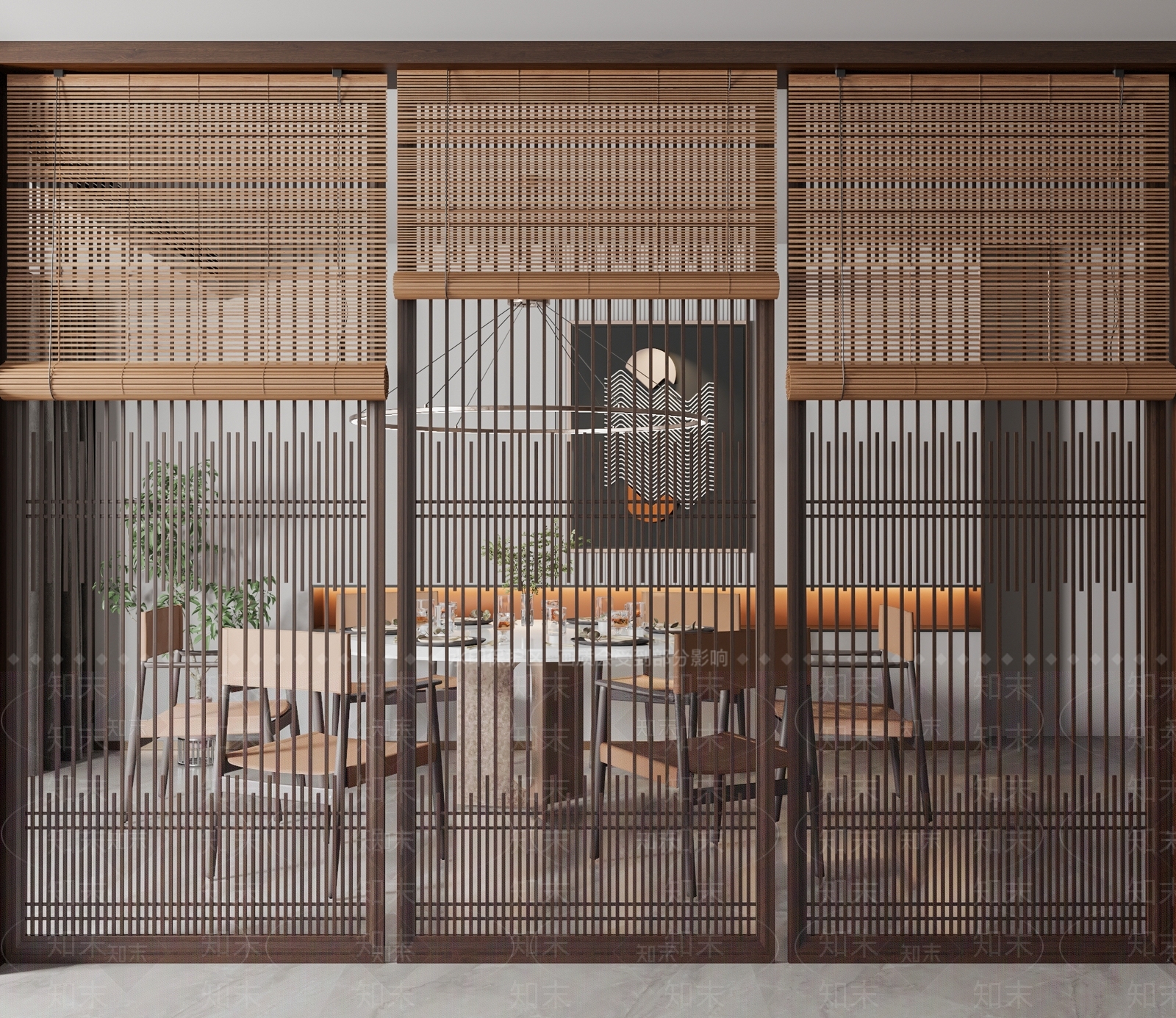 新中式卷帘隔断3D模型下载【ID:1101557821】