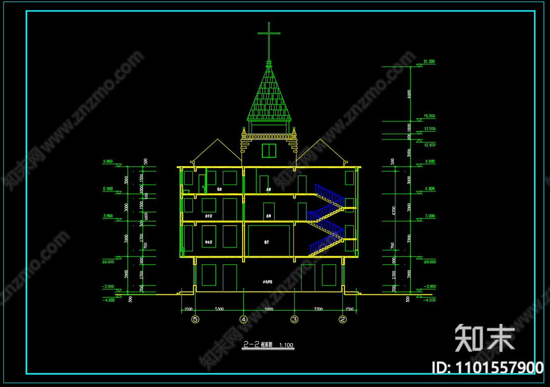 中式基督教会全套建筑图cad施工图下载【ID:1101557900】