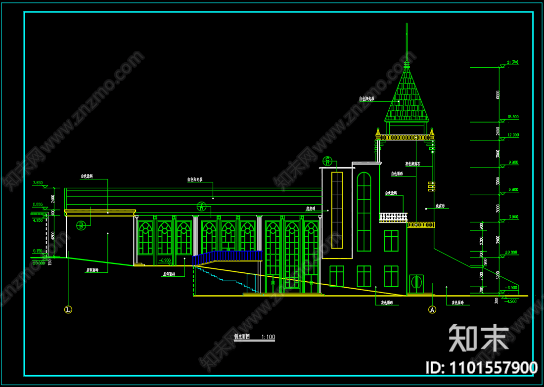 中式基督教会全套建筑图cad施工图下载【ID:1101557900】