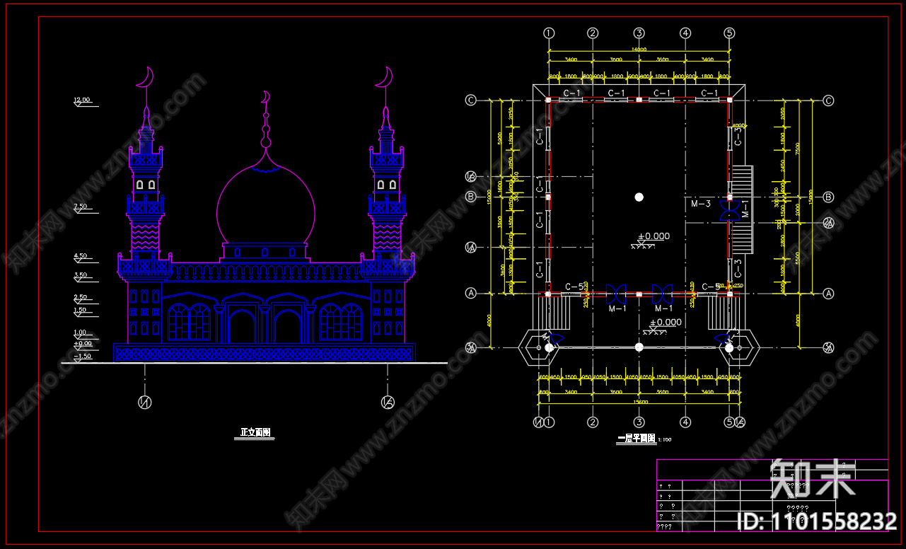 中式米泉市清真寺施工图下载