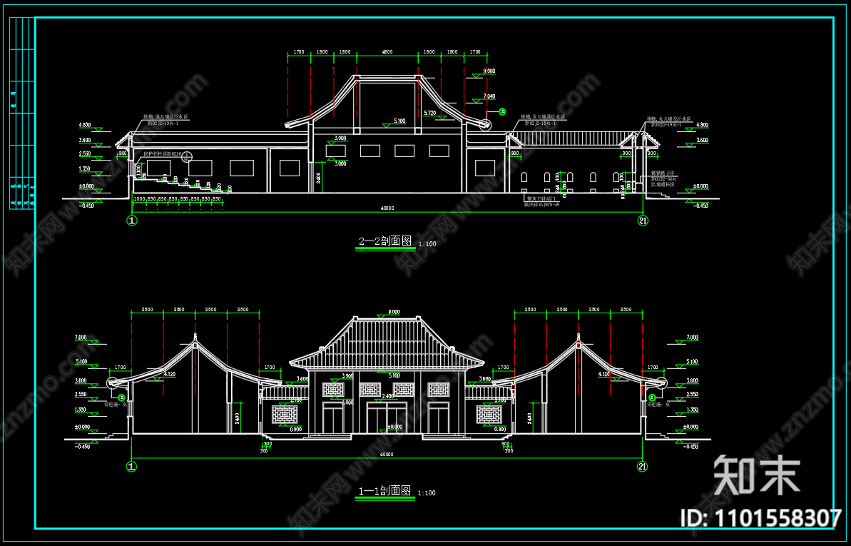 中式穆斯林教堂建筑cad施工图下载【ID:1101558307】