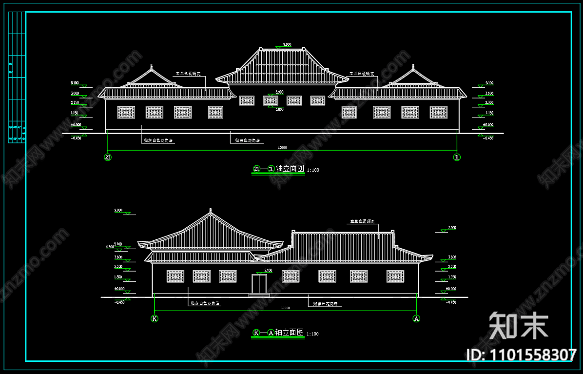 中式穆斯林教堂建筑cad施工图下载【ID:1101558307】