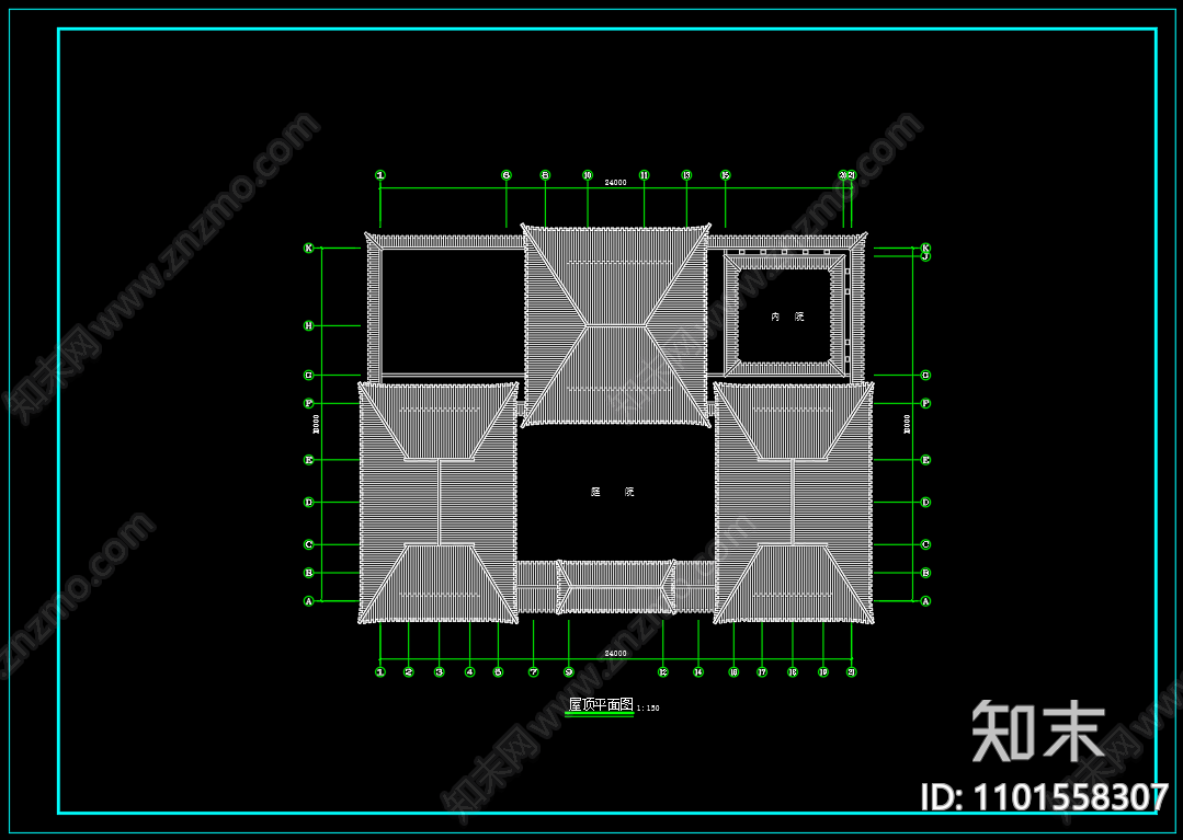 中式穆斯林教堂建筑cad施工图下载【ID:1101558307】