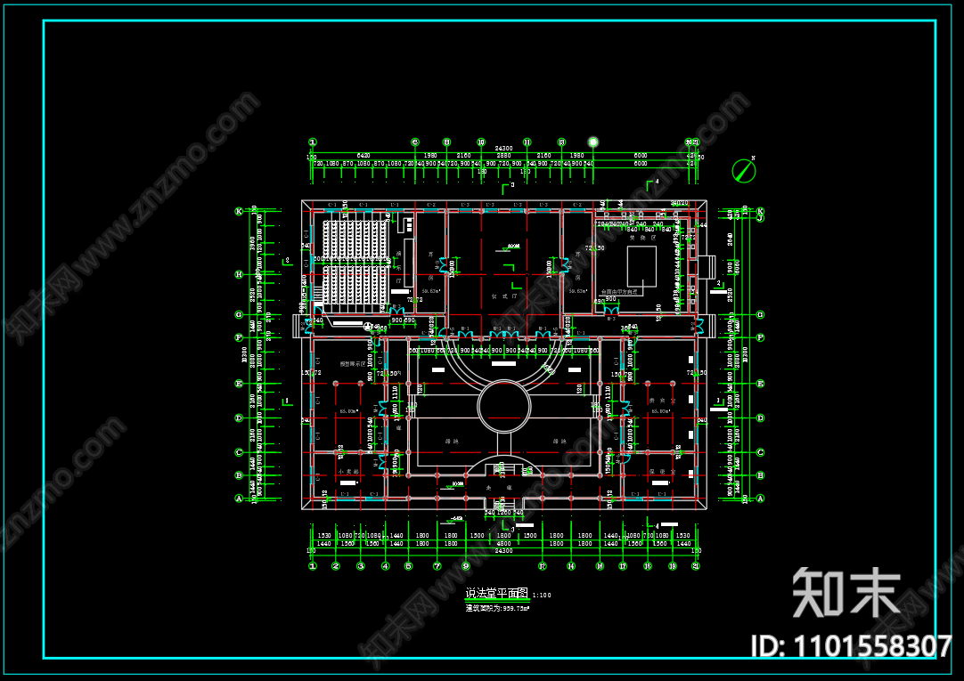 中式穆斯林教堂建筑cad施工图下载【ID:1101558307】