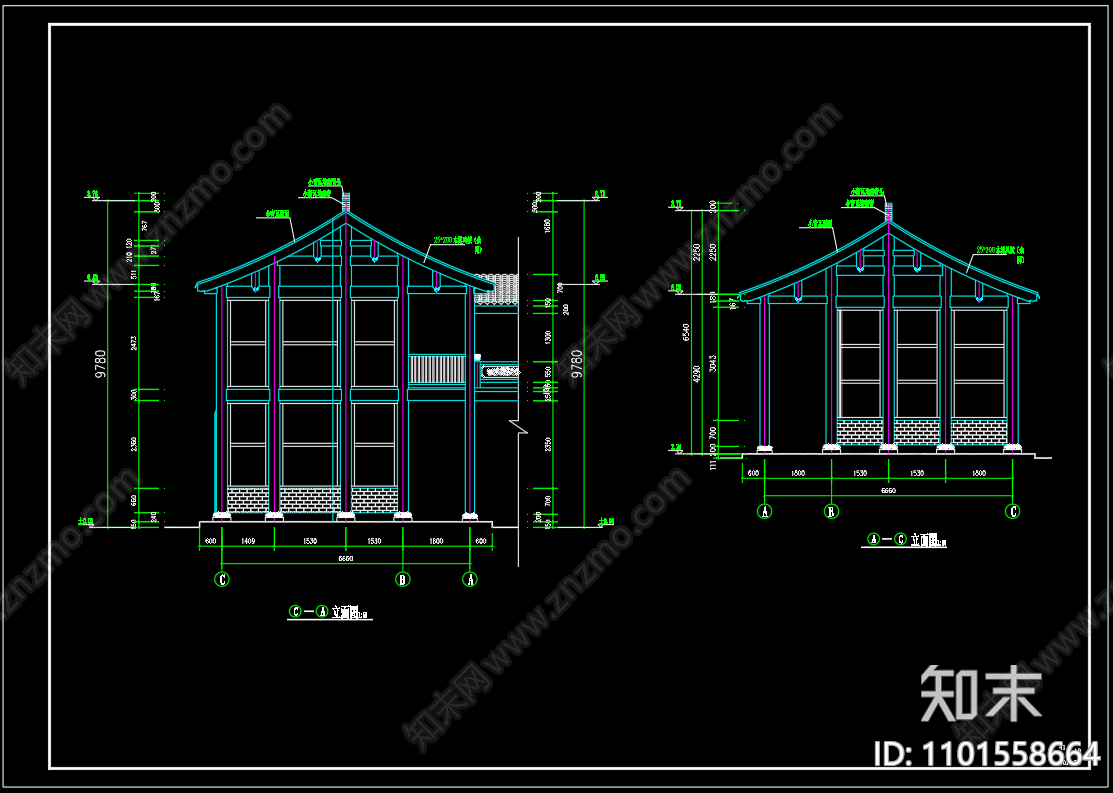 中式仿古建筑万寿宫cad施工图下载【ID:1101558664】